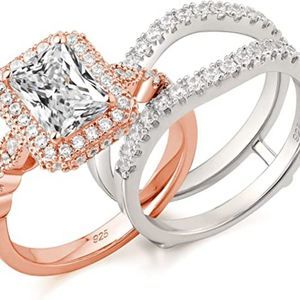 Newshe 2.78Ct Wedding Band Bridal Ring Enhancer Engagement Ring Set for Women